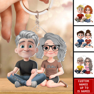 Couple Cartoon Forever Love - Custom 3D Inflated Effect Acrylic Keychain