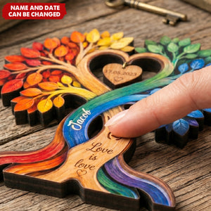 LGBT Couple Heart Tree - Personalized 2-Layered Wooden Plaque - Anniversary Gift for Him, Gift for Her