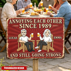 Custom Home Decor Metal Sign - Personalized Anniversary Wedding Gifts For Husband And Wife, Him And Her - Still Driving Each Other Crazy