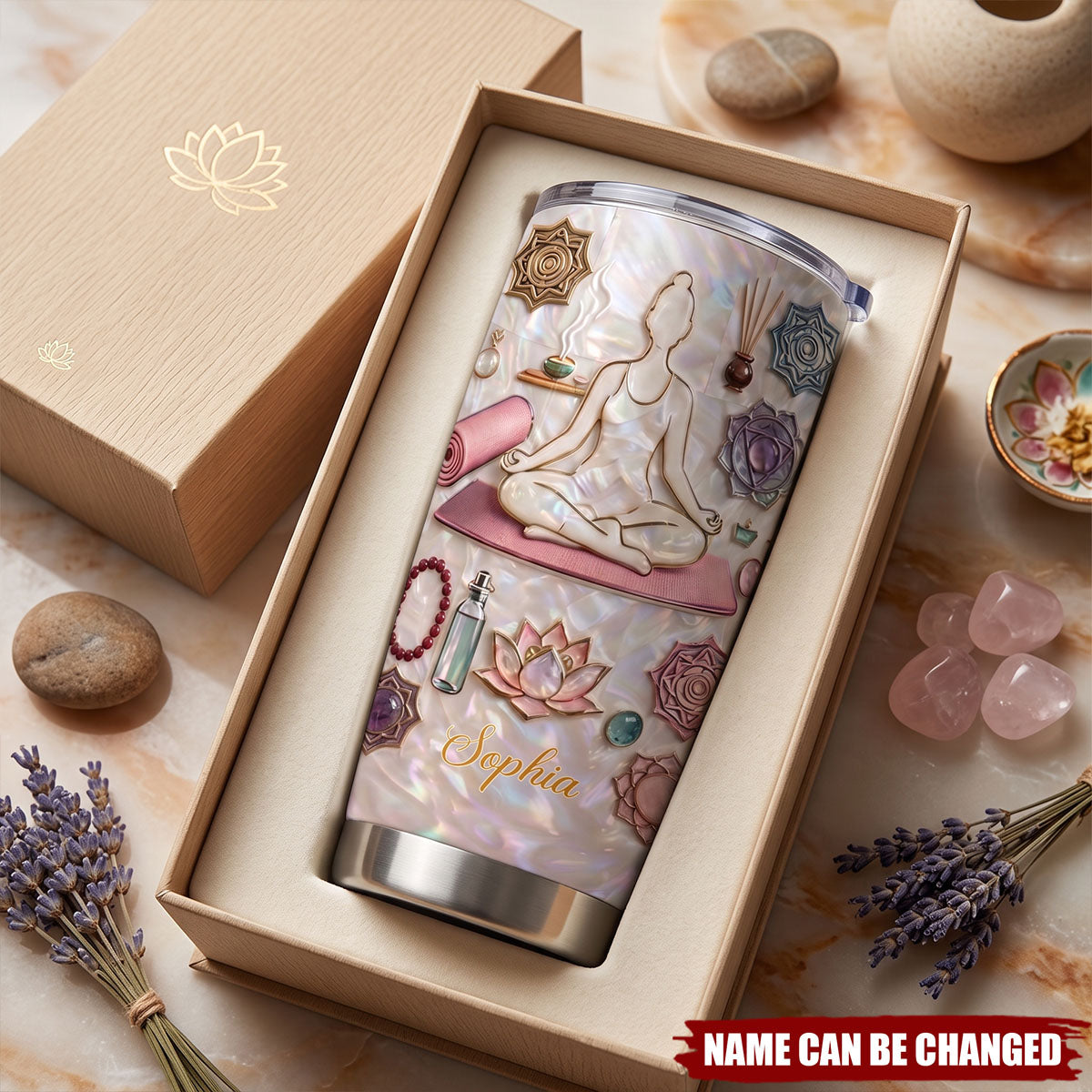 Inner Peace Yoga Woman, Stainless Steel Tumbler, Gift For Yoga Lovers