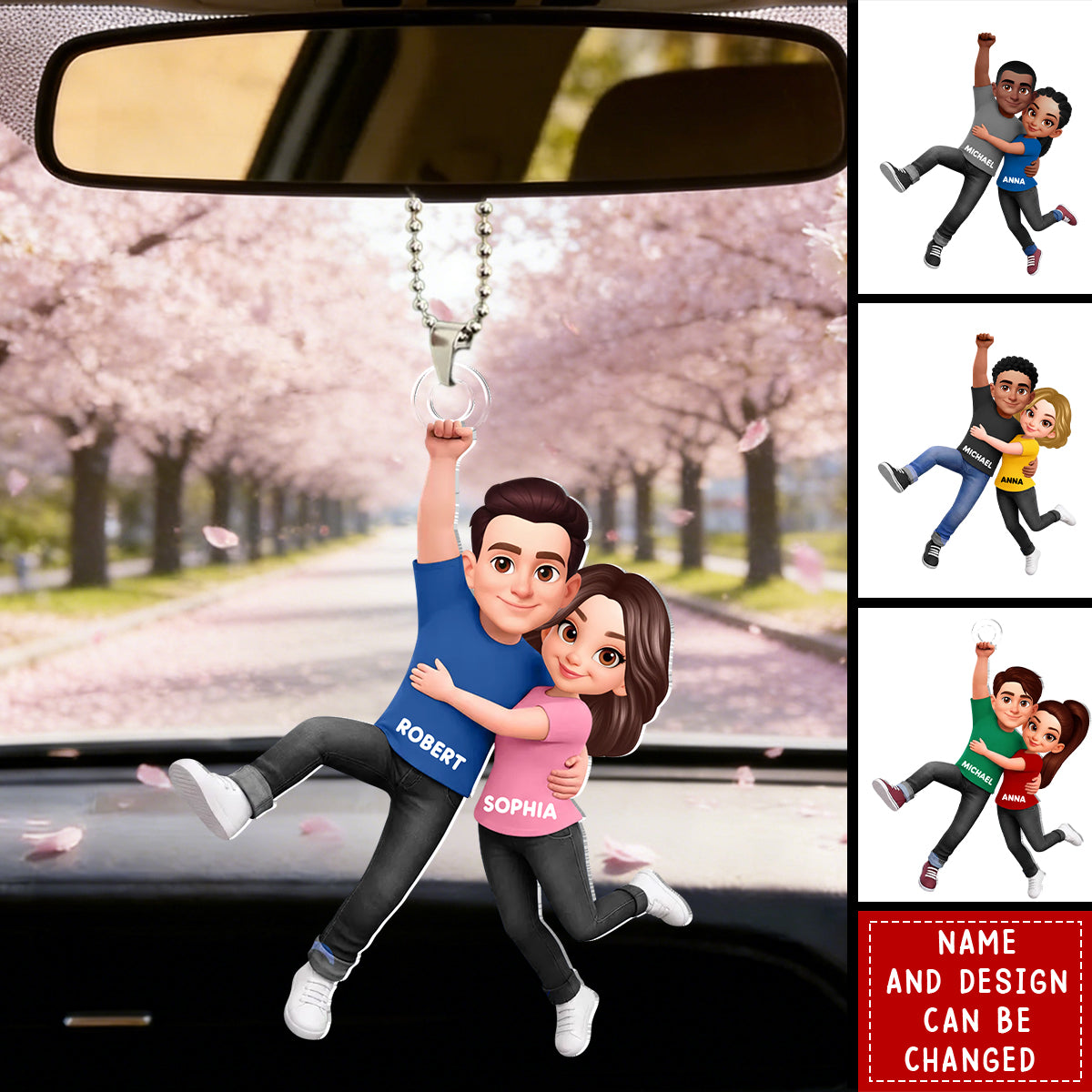 Flying Couple - Personalized Car Hanger, Gift for Couple, for Him, for Her