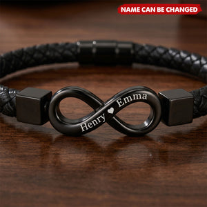 Locked In Forever - Personalized Leather Bracelet, Gifts For Husband And Wife