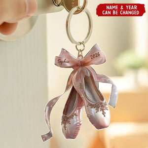 Pink Pointe Shoe Ballet Shoes Acrylic Keychain