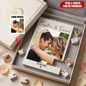Forever & Always Custom Photo Anniversary Gift For Her, Him - Personalized Building Blocks