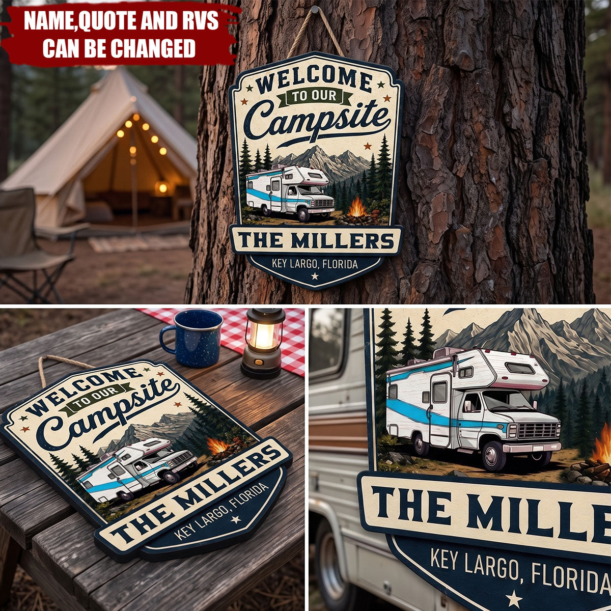 Welcome To Our Campsite - Personalized Wood Sign