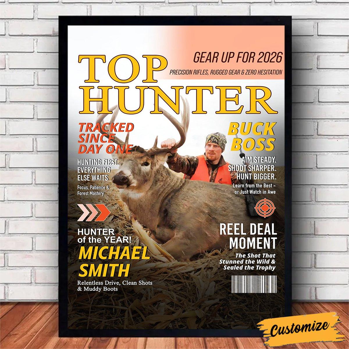 Custom Hunting Magazine Poster, Personalized Hunting Gifts for Men