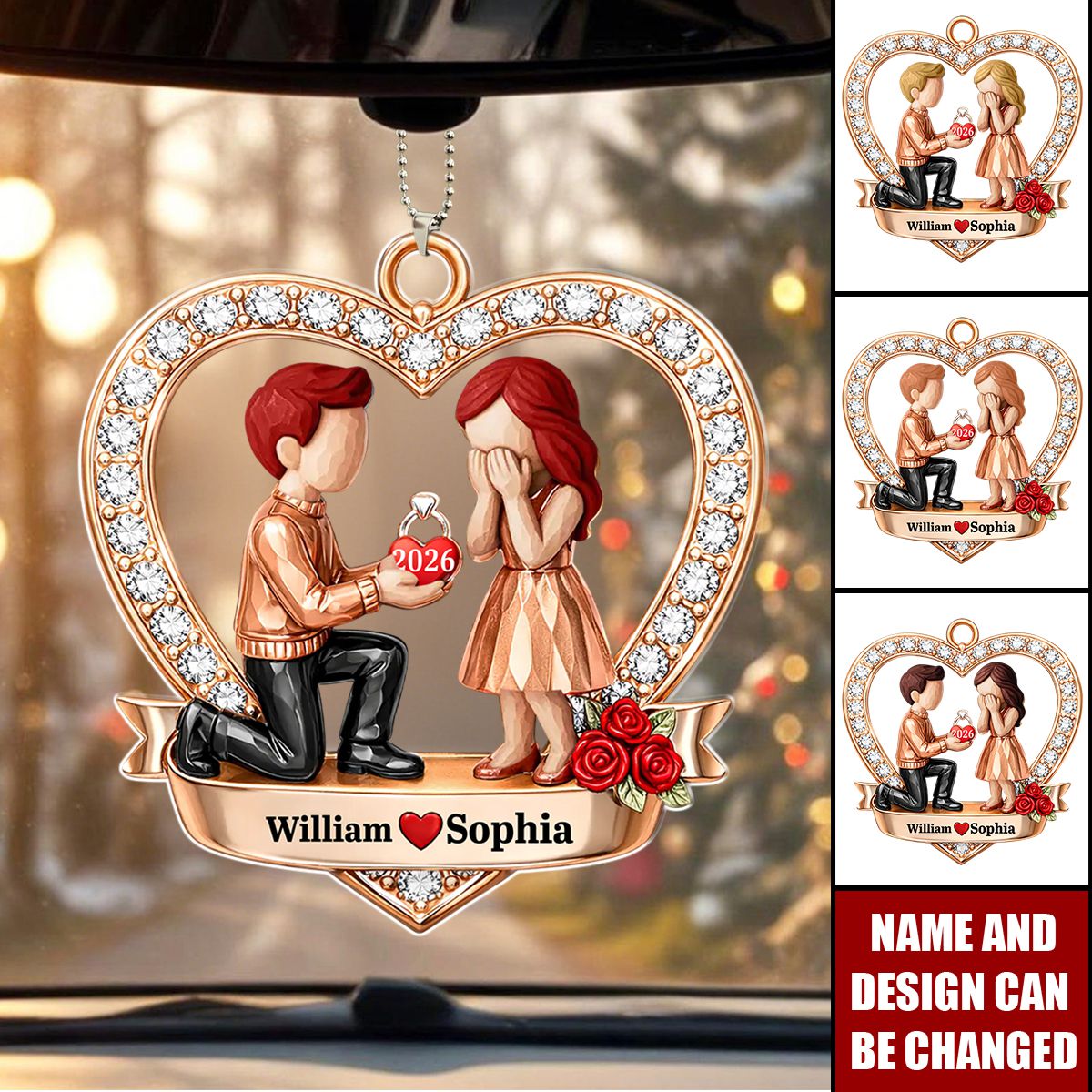 Couple Marriage - Personalized Acrylic Car Hanger, Gift For Couple, Anniversary Gift