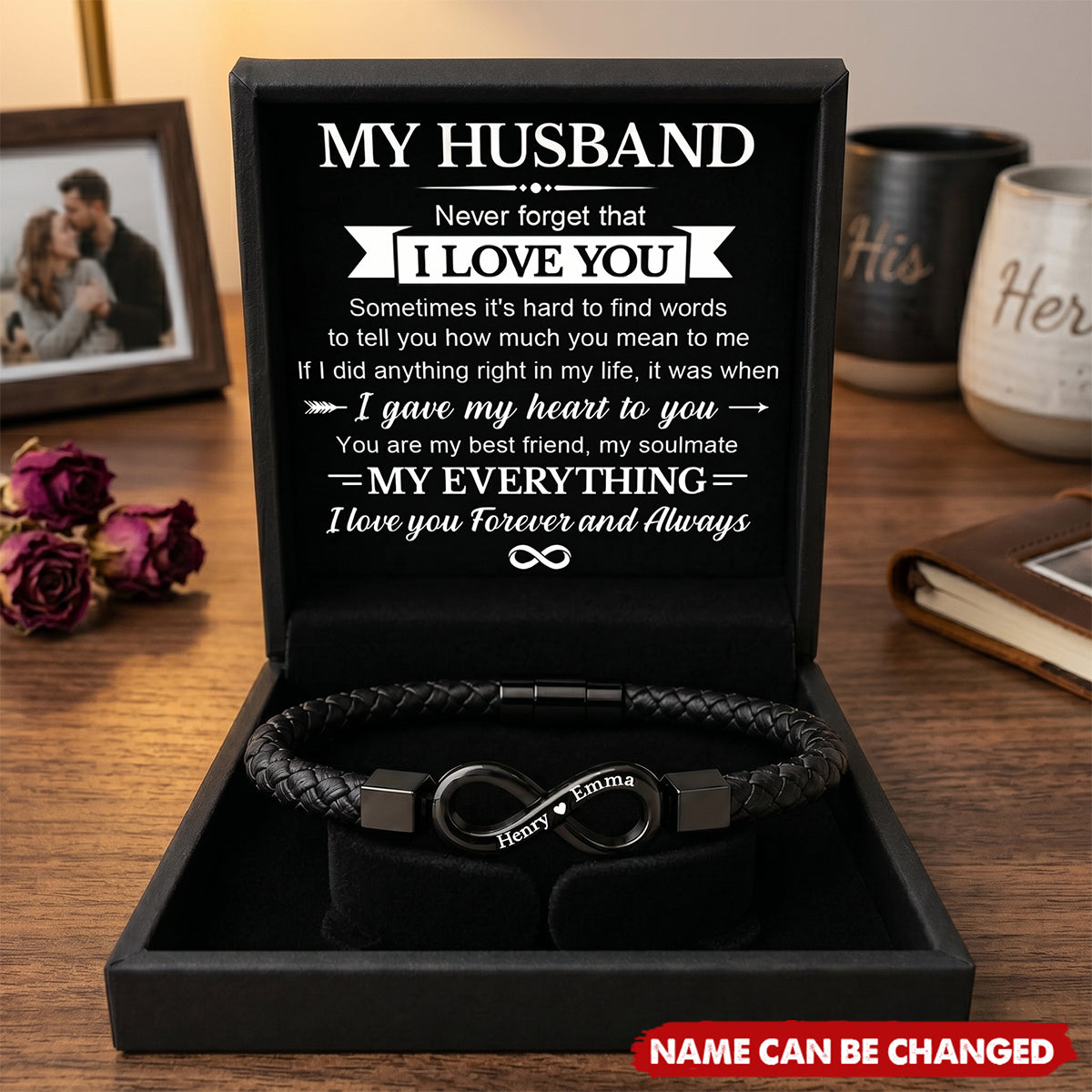 Locked In Forever - Personalized Leather Bracelet, Gifts For Husband And Wife