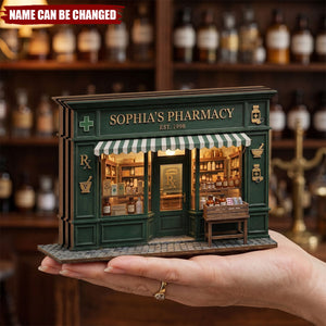 Personalized Pharmacy Store Sign, Custom Apothecary Shop Wooden Block