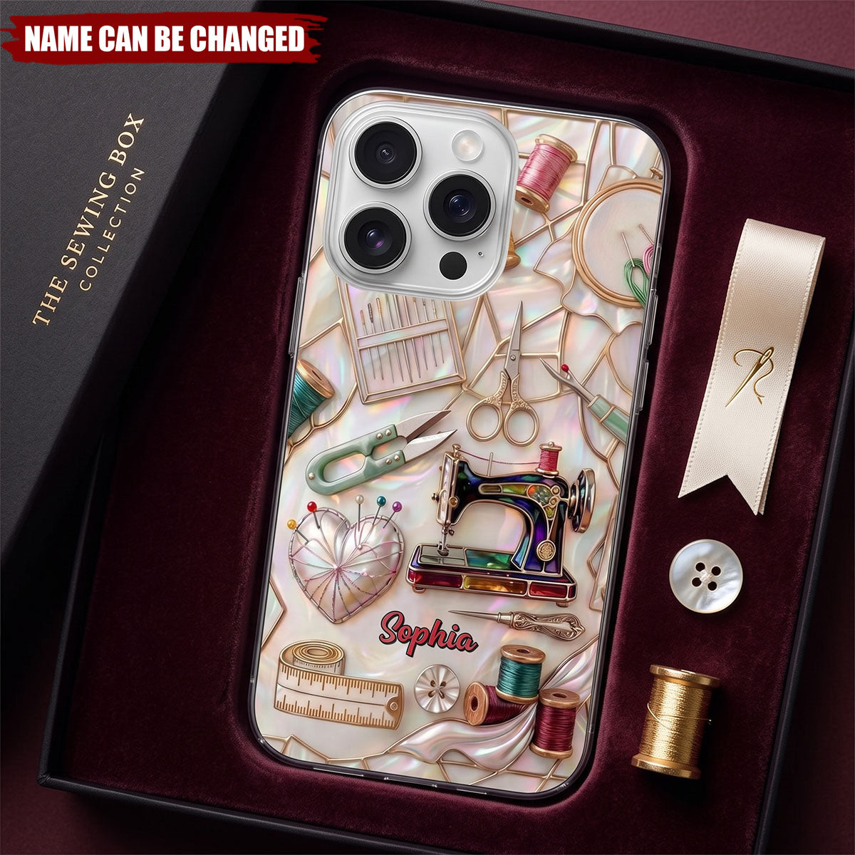 Handicraft Sewing Machine, Personalized Clear Phone Case, Gift For Mom