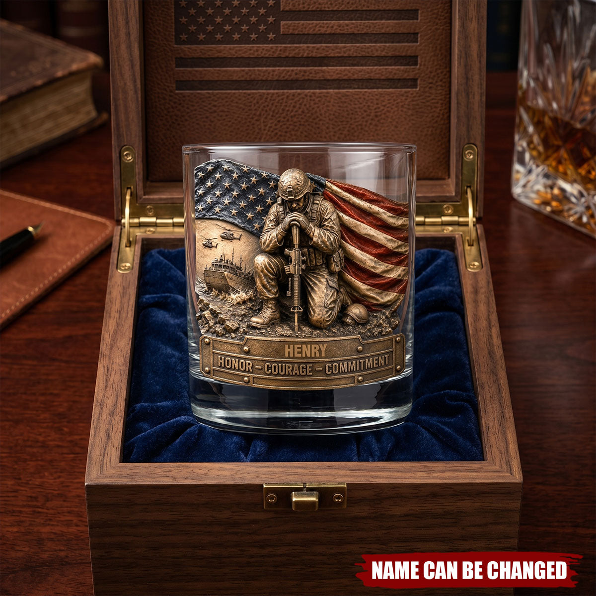 Freedom & Honor Whiskey Glass Personalized Gifts For Veteran