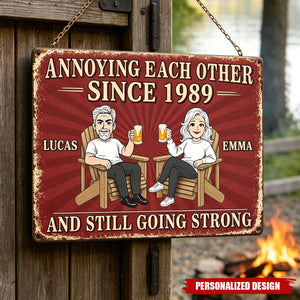 Custom Home Decor Metal Sign - Personalized Anniversary Wedding Gifts For Husband And Wife, Him And Her - Still Driving Each Other Crazy