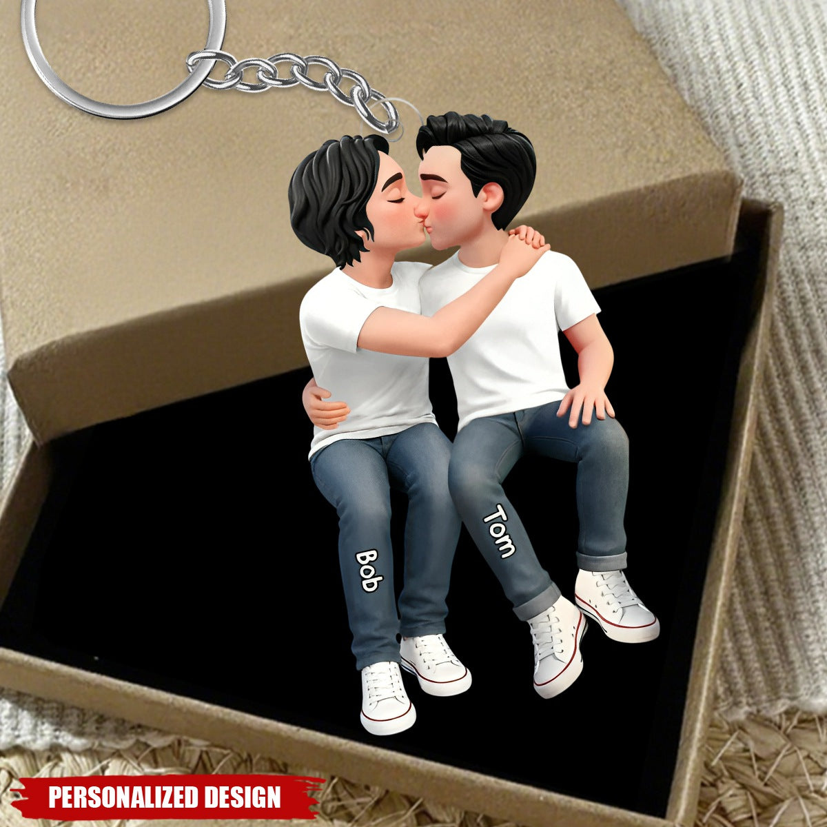 Romantic Hugs And Kisses For Couples - Personalized Keychains