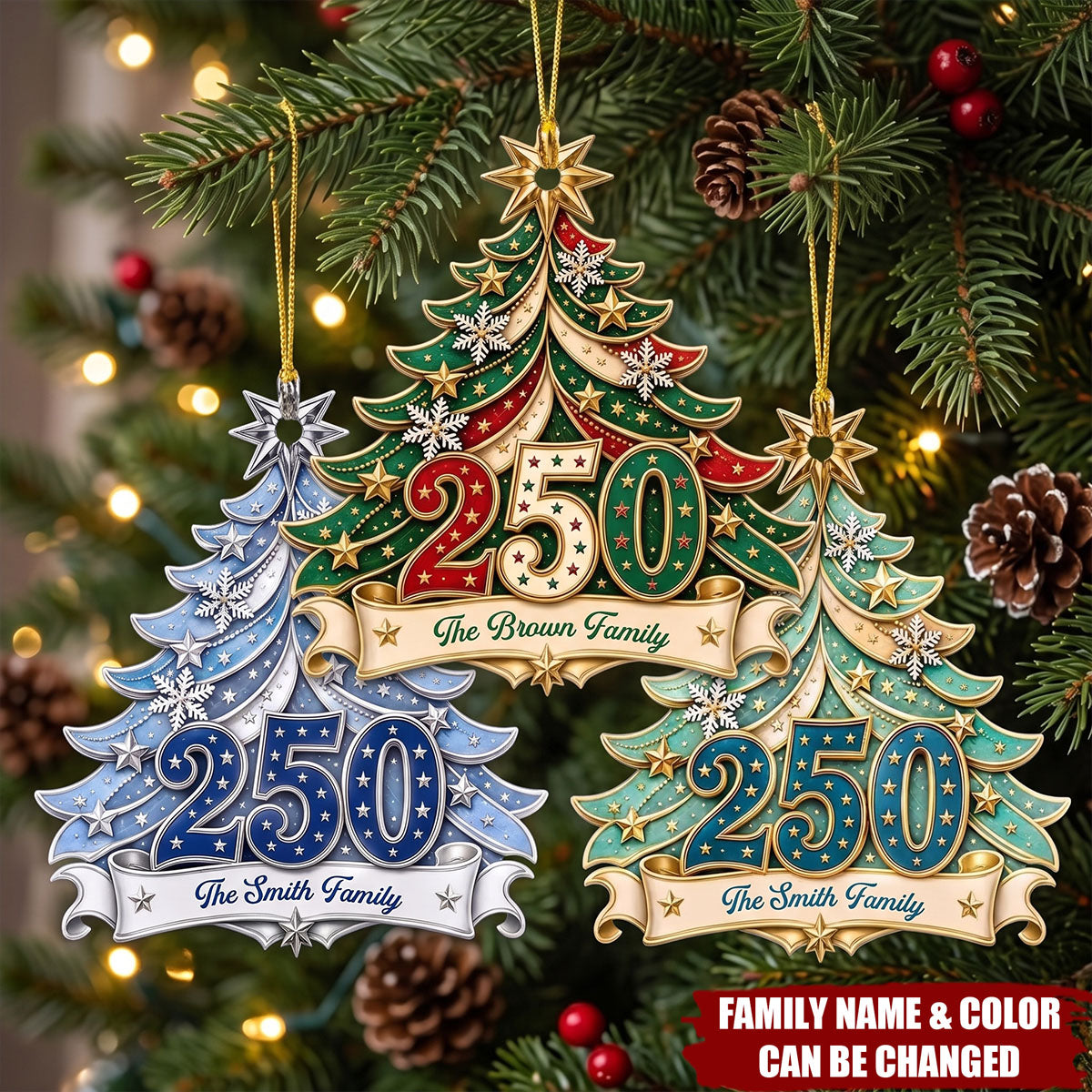 Custom Acrylic Ornament-Personalized America 250th Anniversary Christmas Gifts For Family