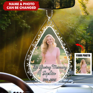 Custom Photo In Loving Memory - Personalized Custom Shaped Acrylic Car Ornament