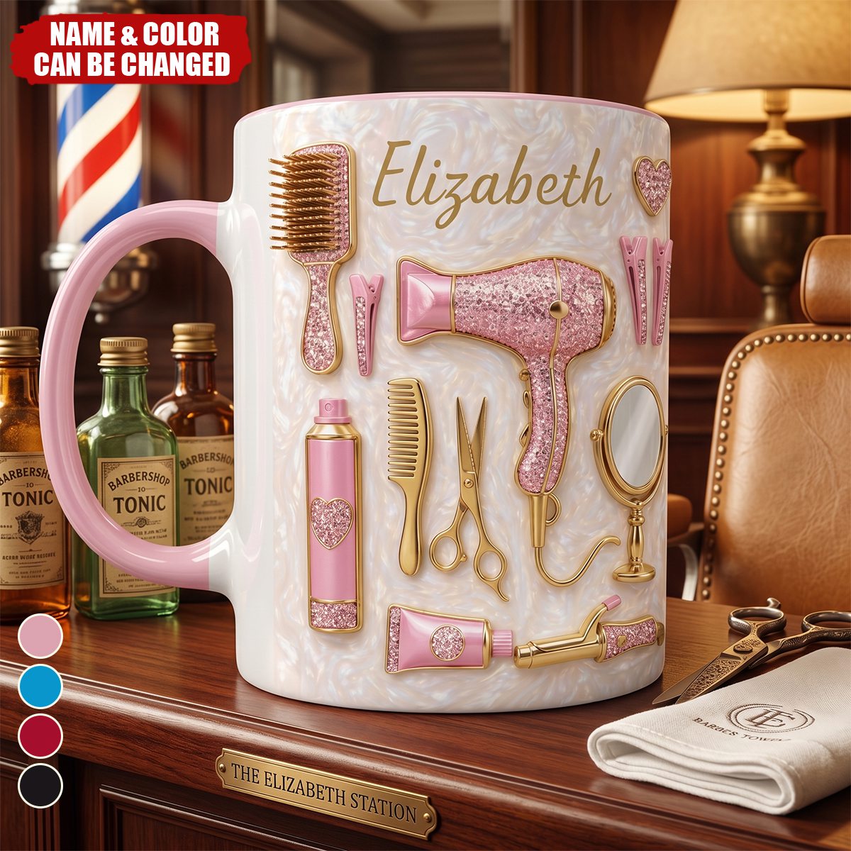Hair Stylist Essentials, Personalized Custom Accent Mug, Gift For Hairdressers