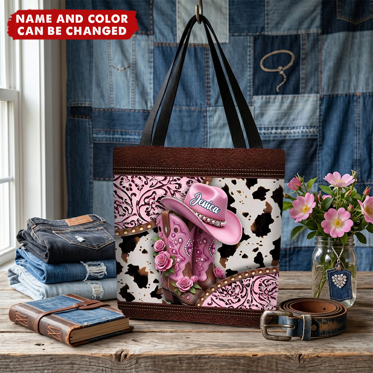 Western Cowgirl Boots - Personalized Cowgirl Tote Bag