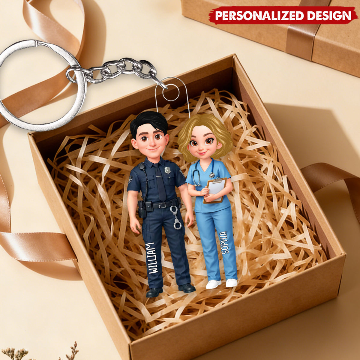 Personalized Acrylic Keychain - My Missing Piece Couple Occupation - Valentine's Day Gift for Him, Gift for Her