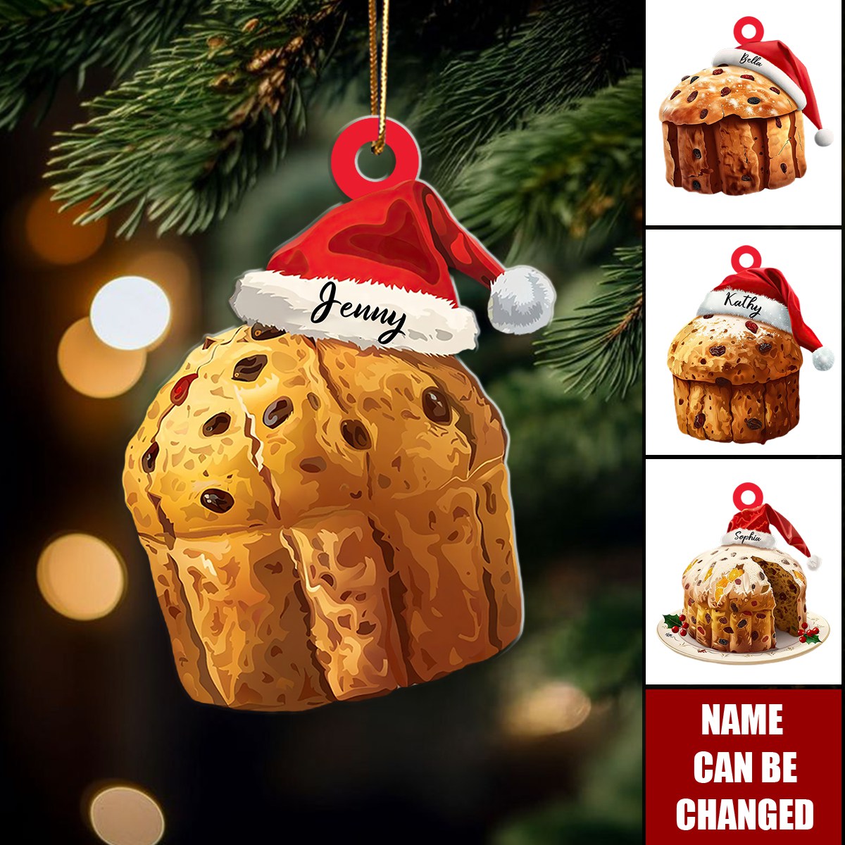 Custom Name Cake Panettone Italy Sweet Personalized Ornament