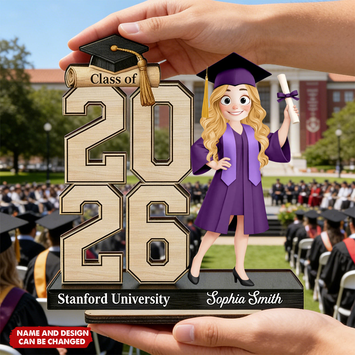 Graduation Cute Cartoon - Personalized Wooden Plaque