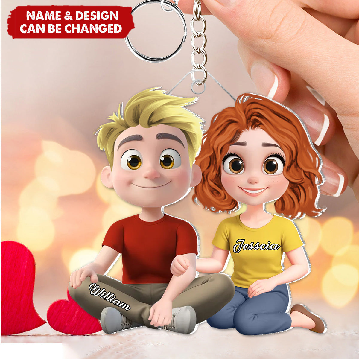Couple Cartoon Forever Love - Custom 3D Inflated Effect Acrylic Keychain