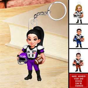 3D Effect Proud American Football Player - Personalized Keychain