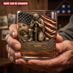 Freedom & Honor Whiskey Glass Personalized Gifts For Veteran