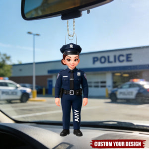 Police Officer Action Figure Personalized Acrylic Car Ornament