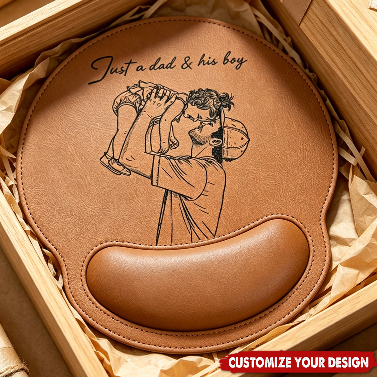 Custom Photo Sketch Line Art Father's Day Gift For Dad, Husband - Personalized Mouse Pad