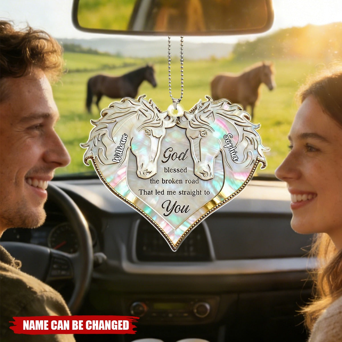 Horse Couple Car Ornament - Personalized Gifts For Couples