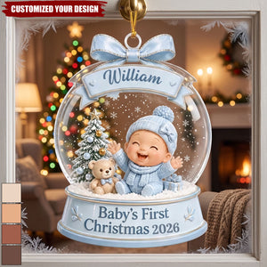 Personalized Acrylic Ornament To Commemorate Baby's First Christmas, Crystal Ball Pendants