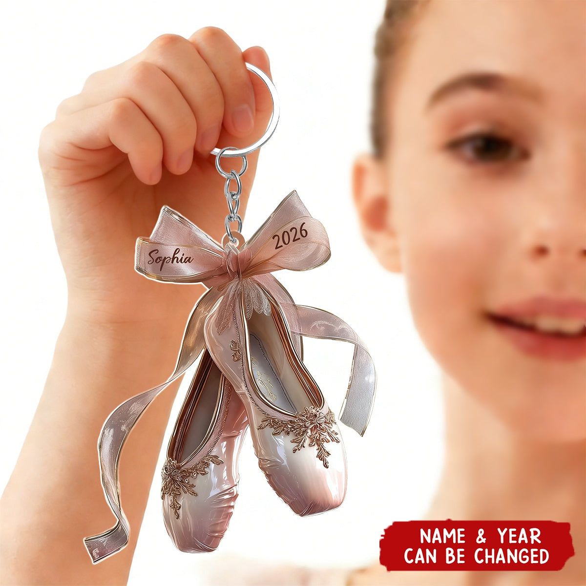 Pink Pointe Shoe Ballet Shoes Acrylic Keychain