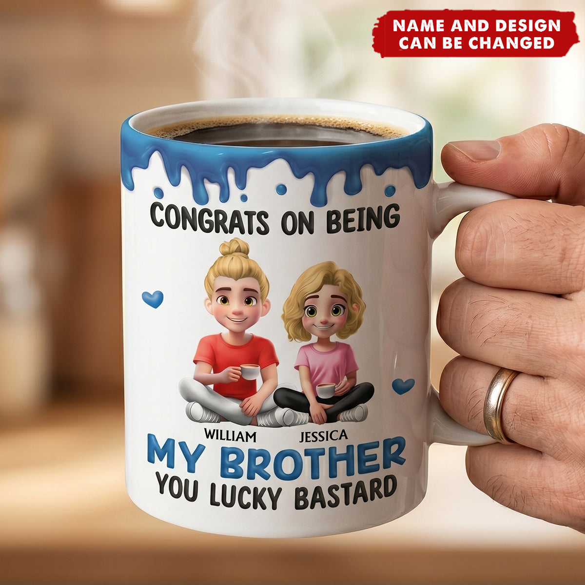 Congrats On Being My Brother Sister - Personalized White Edge-to-Edge Mug