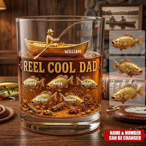 Fishing Cool Dad Whiakey Glass Personalized Gifts For Dad