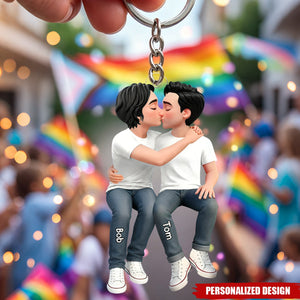 Romantic Hugs And Kisses For Couples - Personalized Keychains