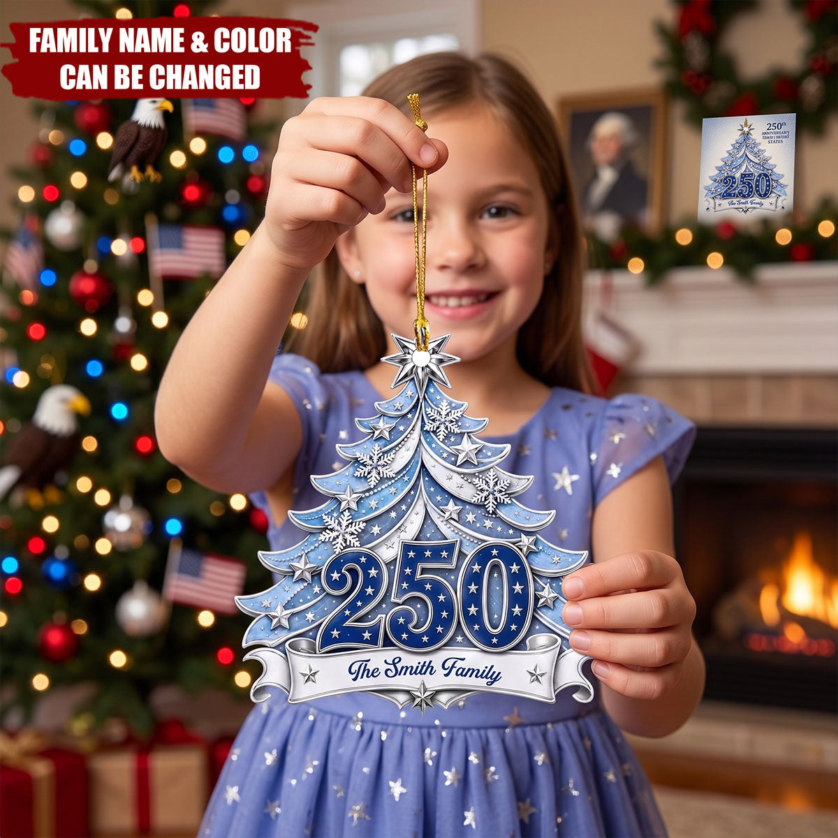 Custom Acrylic Ornament-Personalized America 250th Anniversary Christmas Gifts For Family