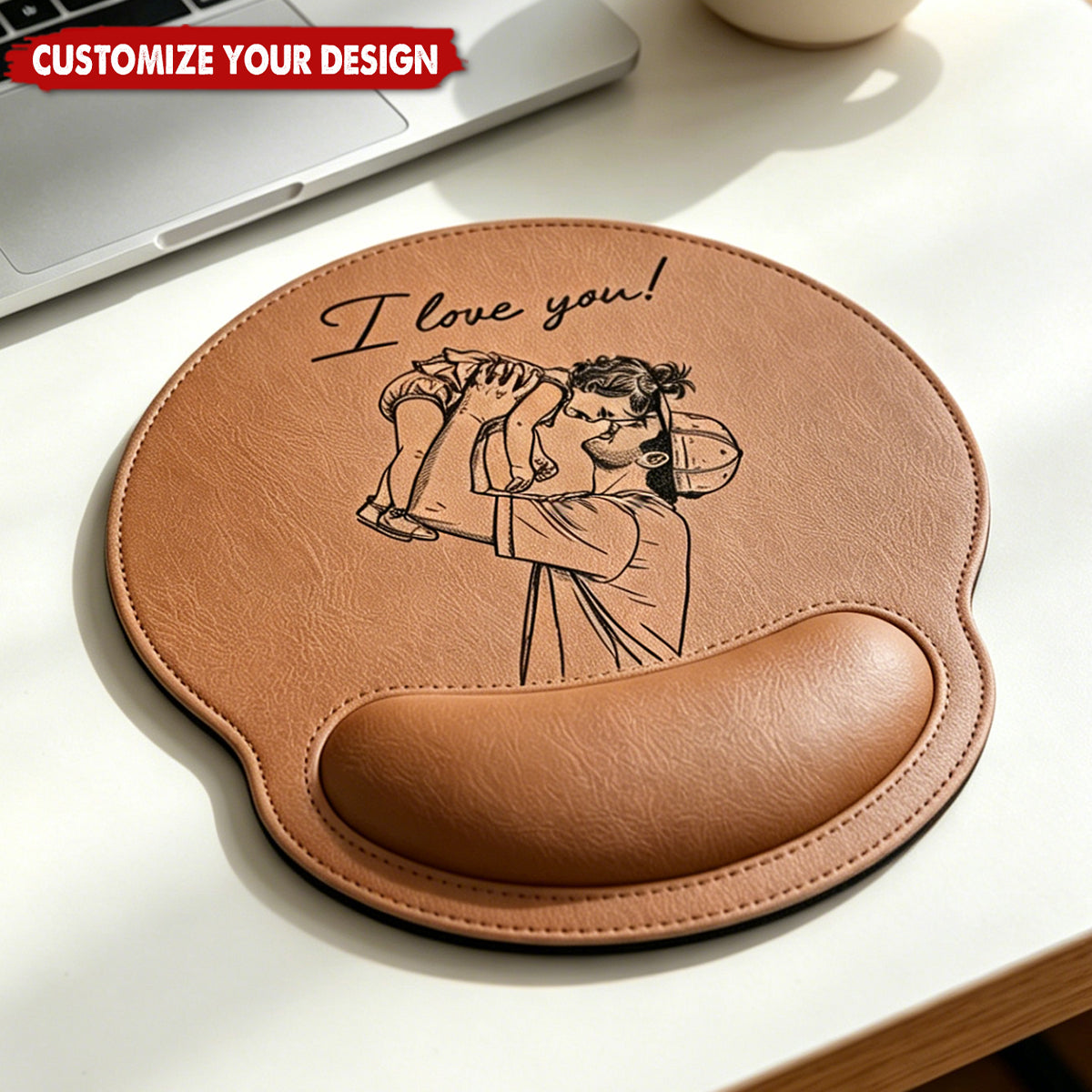 Custom Photo Sketch Line Art Father's Day Gift For Dad, Husband - Personalized Mouse Pad