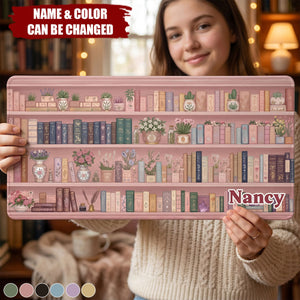 Bookshelf Custom Name Gift For Book Lovers - Personalized Desk Mat