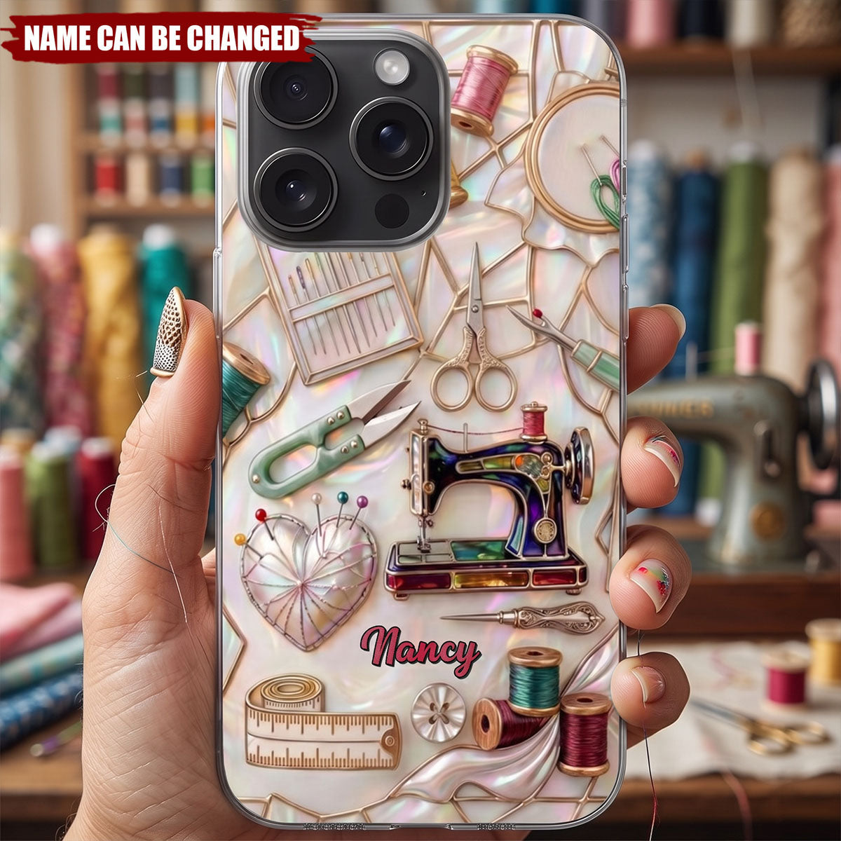 Handicraft Sewing Machine, Personalized Clear Phone Case, Gift For Mom