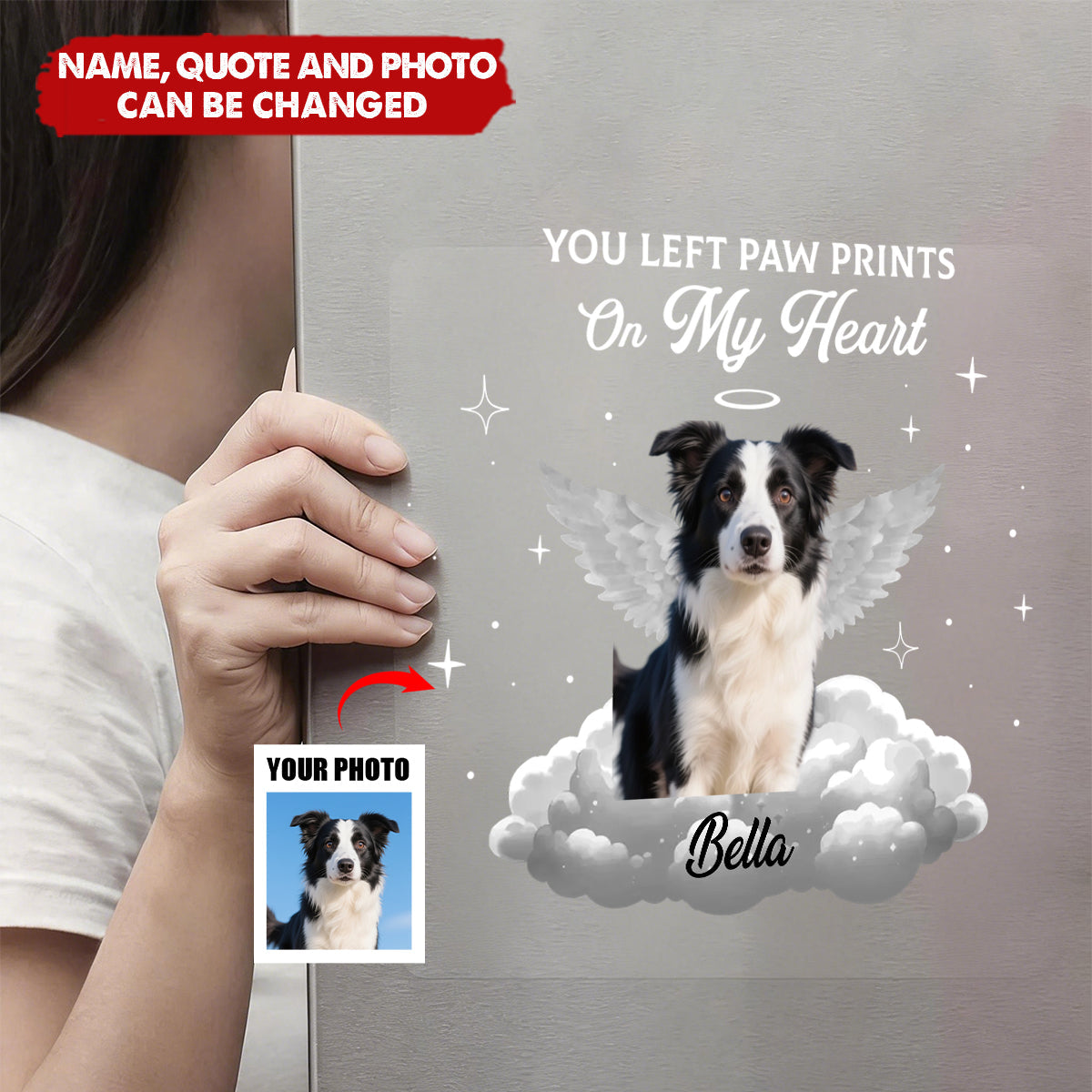 You Let Paw Prints on My Heart - Personalized Pet Memorial Photo Car Window Decal Sticker