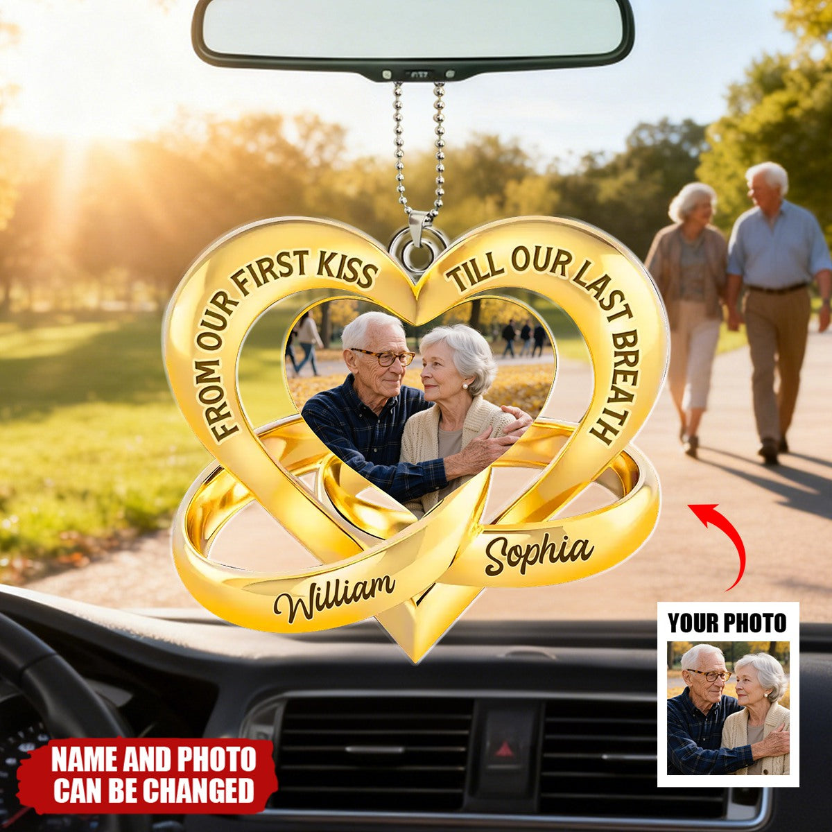 Custom Photo Acrylic Car Ornament - Personalized Anniversary Wedding Gifts
