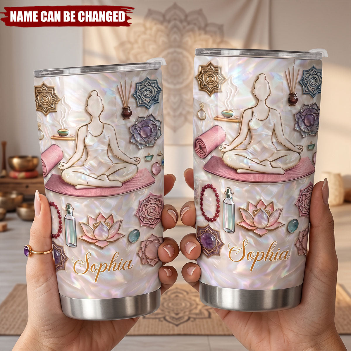 Inner Peace Yoga Woman, Stainless Steel Tumbler, Gift For Yoga Lovers