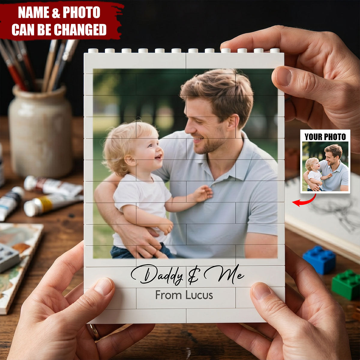 Custom Photo Happy Father's Day Building Brick Blocks Gift For Family