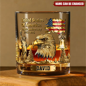 250th Anniversary - Personalized Bald Eagle Whiskey Glass