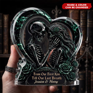 Custom Gothic Skeleton Acrylic Plaque - Personalized Halloween Decor, Anniversary Wedding Gift
