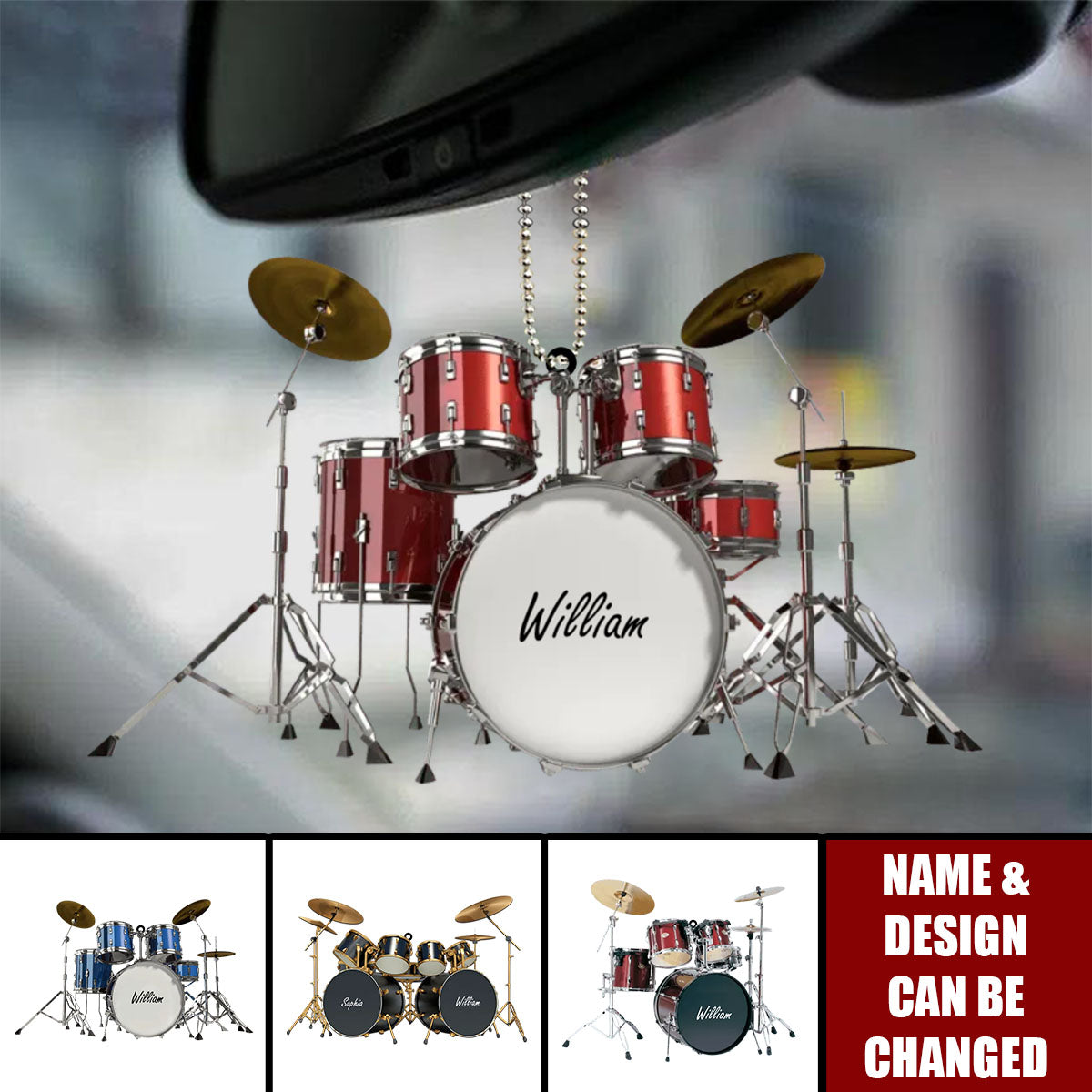 Drums Styles Colorful Drums Personalized Car Ornament - Gift For Drummer
