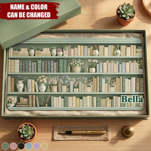 Bookshelf Custom Name Gift For Book Lovers - Personalized Desk Mat