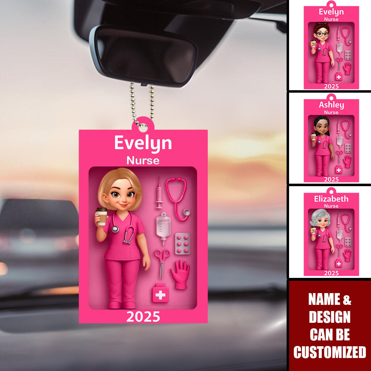 Nurse In Toy Box - Personalized Acrylic Car Ornament, Gift For Nurse, For Co-workers