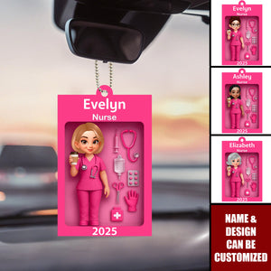Nurse In Toy Box - Personalized Acrylic Car Ornament, Gift For Nurse, For Co-workers