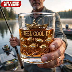 Fishing Cool Dad Whiakey Glass Personalized Gifts For Dad